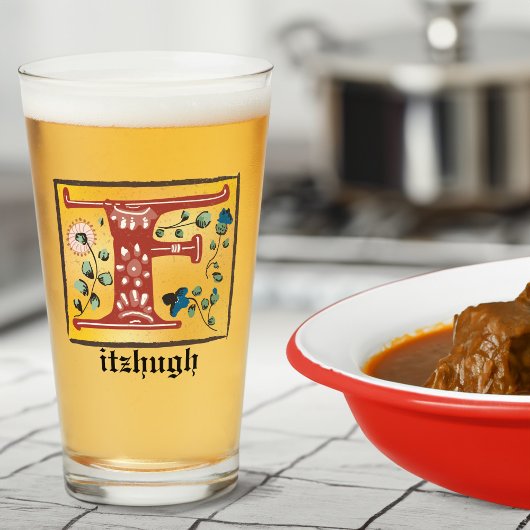 Middeleeuwse lichte lichte letter F Monogram Glas