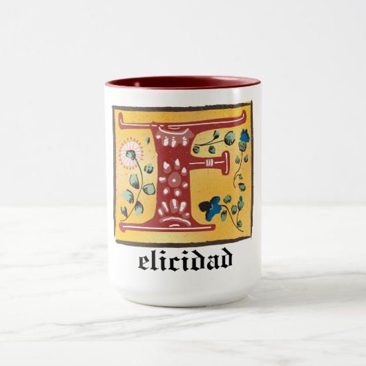 Middeleeuwse lichte lichte letter F Monogram Mok (Midden)