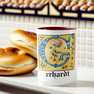 Middeleeuwse lichte lichte letter G Mok monogram