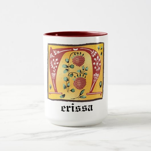 Middeleeuwse lichte lichte Mok met N-monogram (Midden)