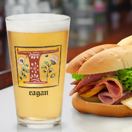 Middeleeuwse lichte, verlichte brief T Monogram Glas