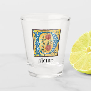 Middeleeuwse lichte, verlichte letter P Monogram Shot Glas