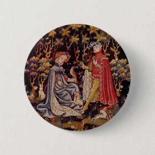 middeleeuwse liefhebbers ronde button 5,7 cm