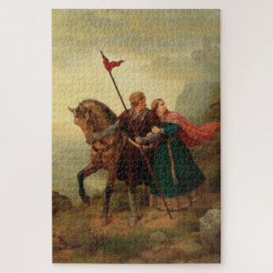 Middeleeuwse Liefhebbers vluchten met hun paard Legpuzzel
