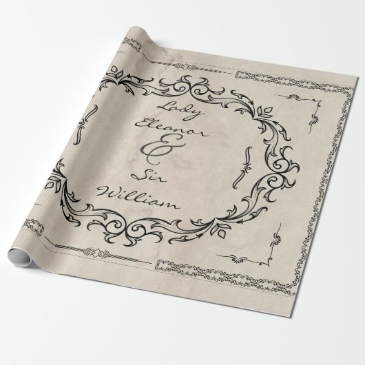 Middeleeuwse Manuscript Elegant bruiloft Cadeaupapier (Uitgerold)