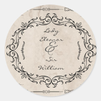 Middeleeuwse Manuscript Elegant bruiloft Ronde Sticker