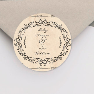 Middeleeuwse Manuscript Elegant bruiloft Ronde Sticker