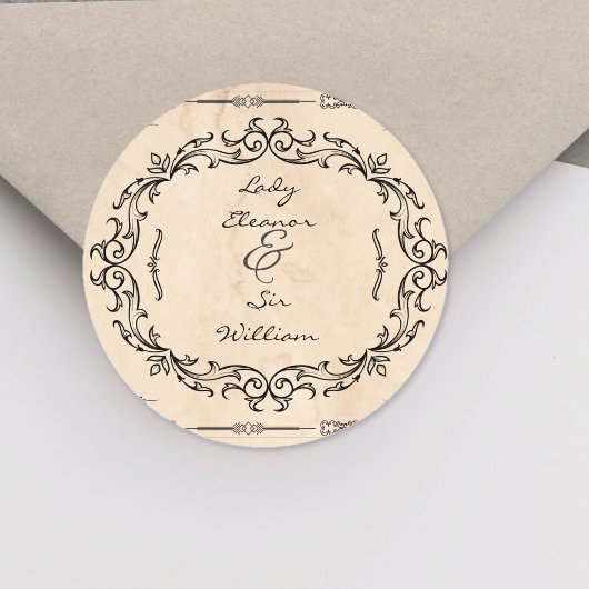 Middeleeuwse Manuscript Elegant bruiloft Ronde Sticker