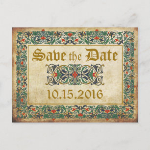 Middeleeuwse Manuscript Gothic Save the Date Aankondigingskaart
