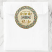 Middeleeuwse Manuscript Gothic Sla het Datumlabel Ronde Sticker (Tas)