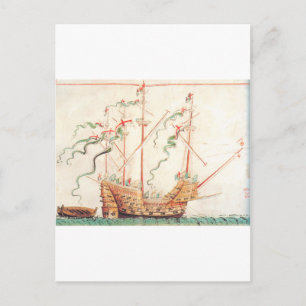 Middeleeuwse marine schip briefkaart