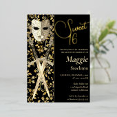 Middeleeuwse Masquerade Sweet 16 Uitnodiging (Staand Voorkant)