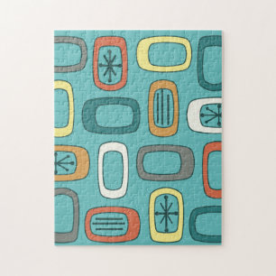 Middeleeuwse MCM afgeronde rechthoeken Aquamarine Legpuzzel