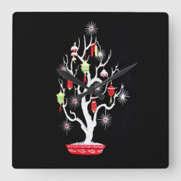 middeleeuwse mod Aziatische kerstboom Vierkante Klok