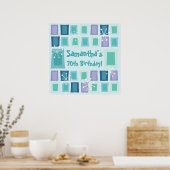 Middeleeuwse moderne 70e verjaardag Aquamarine Poster (Keuken)