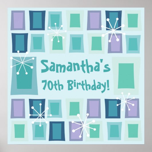 Middeleeuwse moderne 70e verjaardag Aquamarine Poster (Voorkant)
