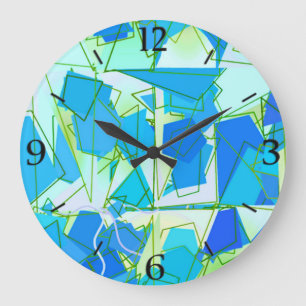 Middeleeuwse Moderne Abstracte, Aqua & Cerulean Bl Grote Klok