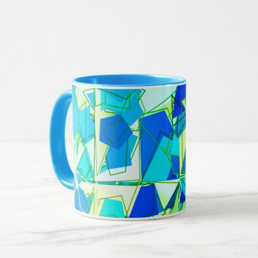 Middeleeuwse Moderne Abstracte, Aqua & Cerulean Bl Mok (Voorkant links)