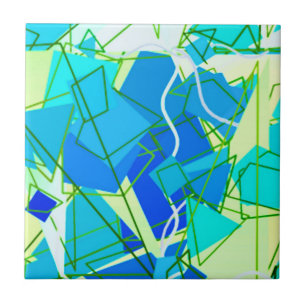 Middeleeuwse Moderne Abstracte, Aqua & Cerulean Bl Tegeltje