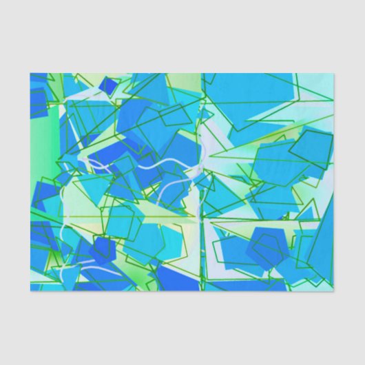 Middeleeuwse Moderne Abstracte, Aqua & Cerulean Bl Tissuepapier (Voorkant)