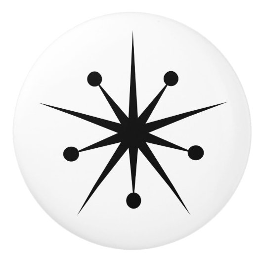 Middeleeuwse moderne Abstracte MCM-Starburst Keramische Knop (Voorkant)