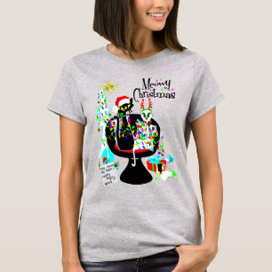 Middeleeuwse moderne atoomkat Meowy Kerstmis T-shirt