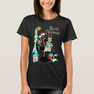 Middeleeuwse moderne atoomkat Meowy Kerstmis T-shirt