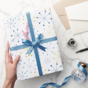 Middeleeuwse moderne atoomleeftijd Blauwe Geel Cadeaupapier