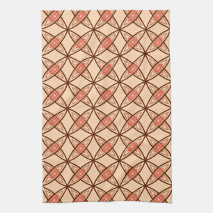Middeleeuwse moderne atoomprinter - Pastel Peach Theedoek
