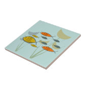 Middeleeuwse moderne atoomvis zwemmen blauw tegeltje (Zijkant)