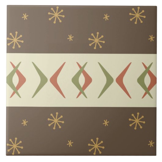 Middeleeuwse moderne boemerangs veelkleurig tegeltje (Voorkant)