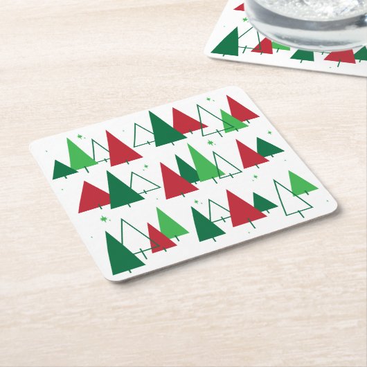 Middeleeuwse moderne bomen vierkante kartonnen onderzetter (Schuin)