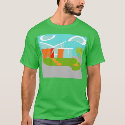 Middeleeuwse Moderne Cartoon House T-Shirt (Voorkant)