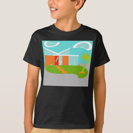 Middeleeuwse Moderne Cartoon House T-Shirt (Voorkant)