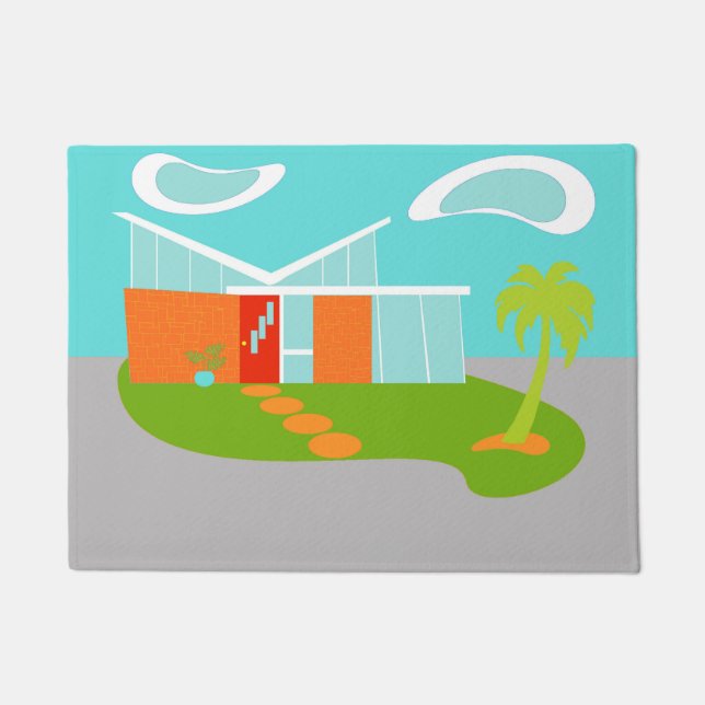 Middeleeuwse moderne Cartoon huis deur mat (Voorkant)