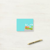 Middeleeuwse moderne Cartoon Post-it® Notes (Op bureau)