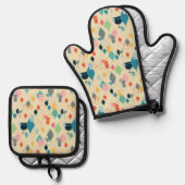 Middeleeuwse moderne cocktails ovenwant & pannenlap set (Voorkant / Achterkant)