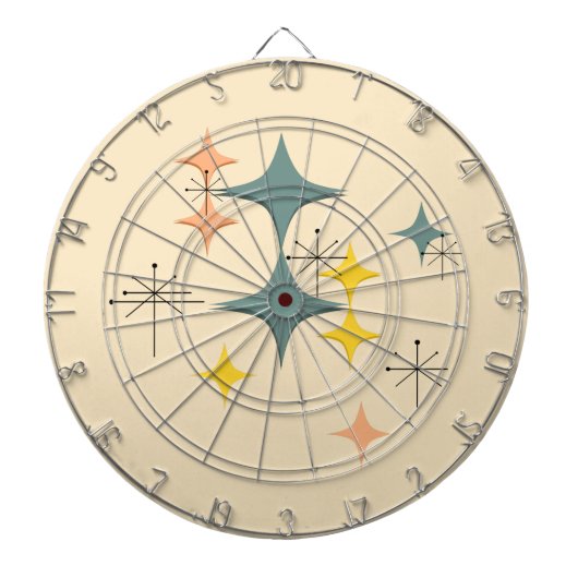 Middeleeuwse moderne Eames Atomic Starbursts Custo Dartbord (Voorkant)