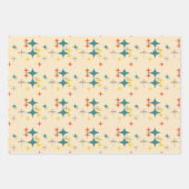 Middeleeuwse moderne Eames era Atomic Starbursts 3 Inpakpapier Vel (Voorkant 2)