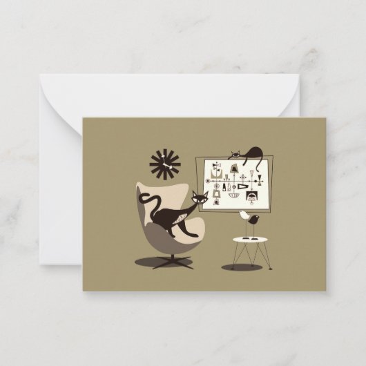 Middeleeuwse moderne kunstkatten notitiekaartje (Voorkant)