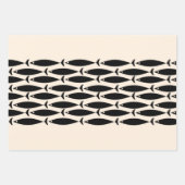 Middeleeuwse moderne retrovis zwart en amandelroam inpakpapier vel (Voorkant 2)