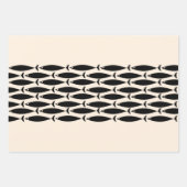 Middeleeuwse moderne retrovis zwart en amandelroam inpakpapier vel (Voorkant)