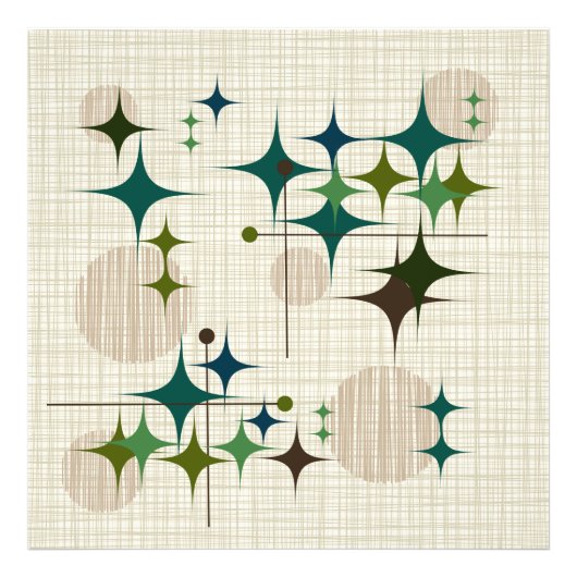 Middeleeuwse moderne Starbursts en Wereldbollen Foto Afdruk (Voorkant)