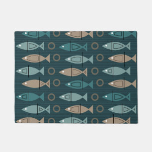 Middeleeuwse moderne vispatronen Blauwgroen Bronze Deurmat