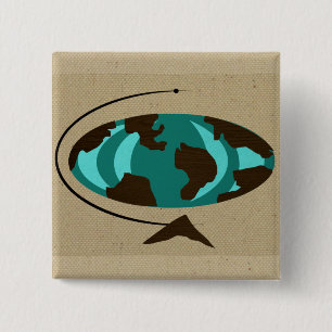 Middeleeuwse moderne Wereldbol Art Button