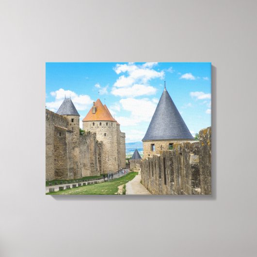Middeleeuwse muren van Carcassonne Canvas Afdruk (Voorkant)