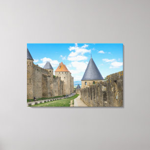 Middeleeuwse muren van Carcassonne Canvas Afdruk