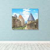Middeleeuwse muren van Carcassonne Canvas Afdruk (Insitu (Houten vloer))