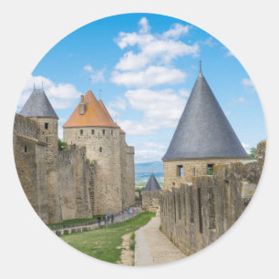 Middeleeuwse muren van Carcassonne Ronde Sticker