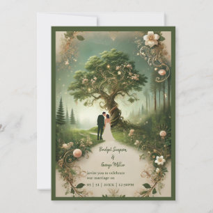 Middeleeuwse mystieke fantasie gravure Forest Wedd Kaart